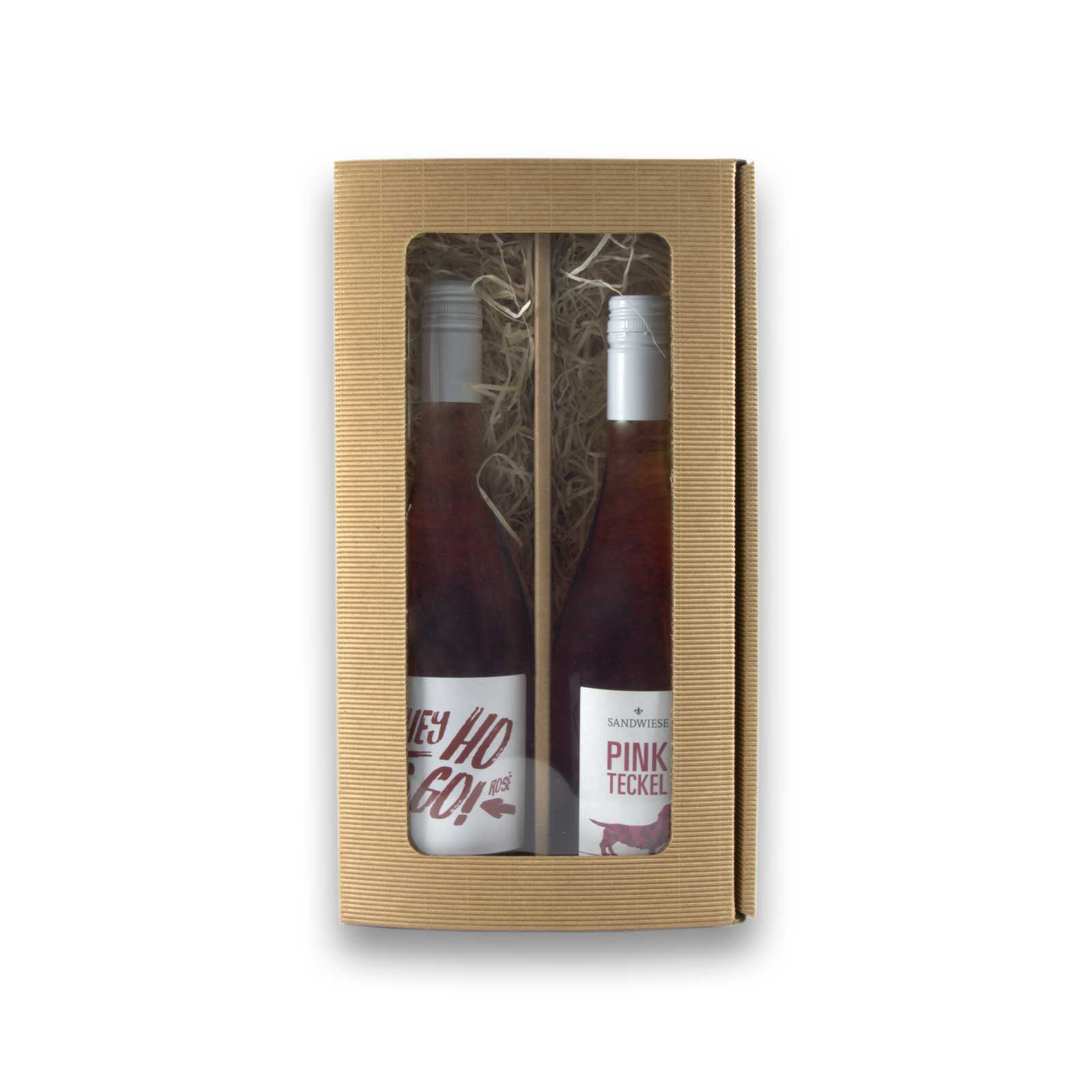 Rosé Weinbox mit HEY HO LETS GO! Rosé und Pink Teckel