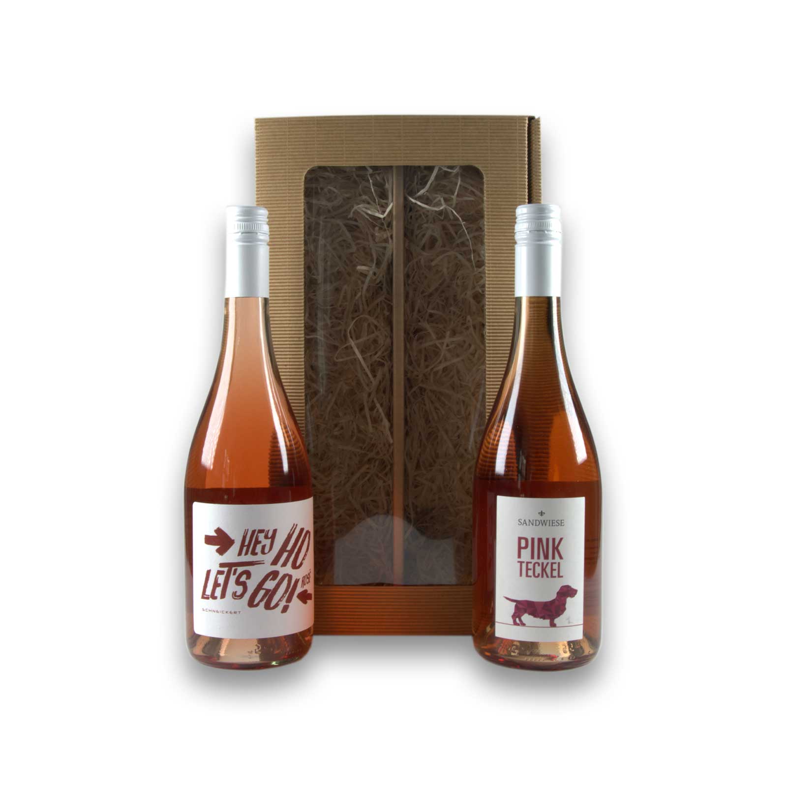 Rosé Weinbox mit HEY HO LET’S GO! Rosé und Pink Teckel