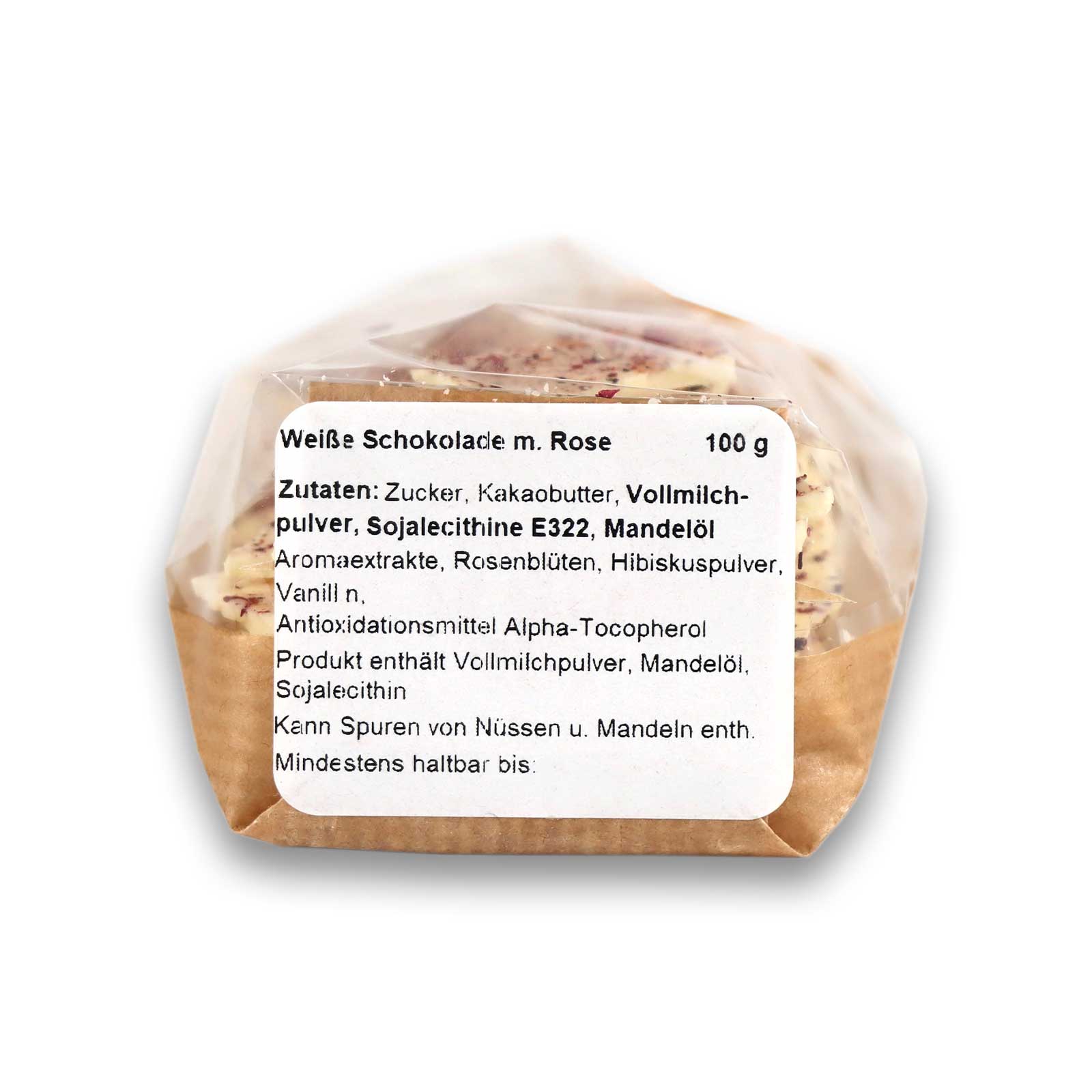 Zutatenliste der Rosenschokolade
