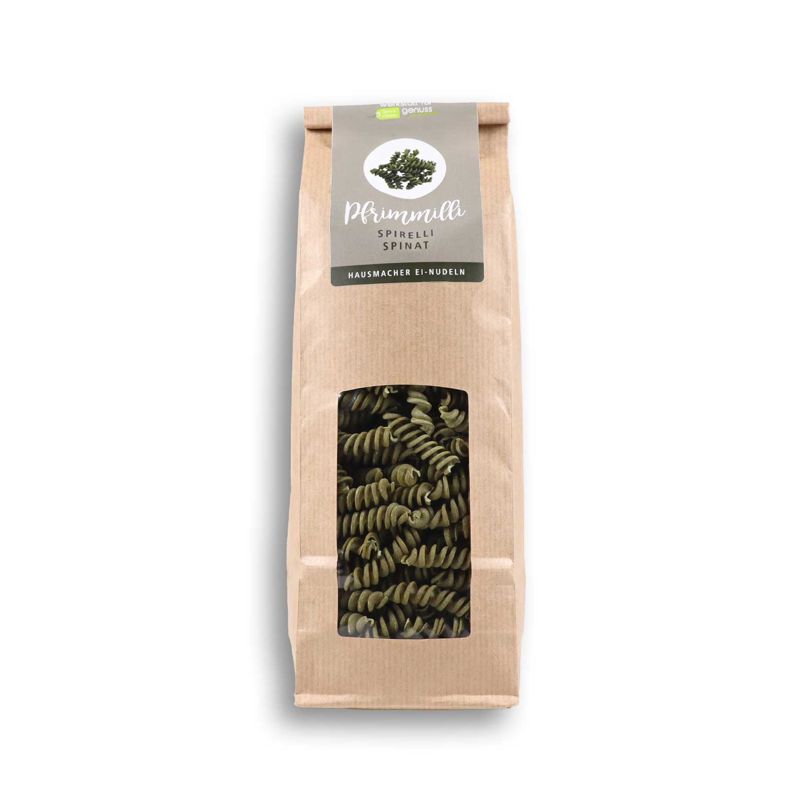 Spirelli in der Geschmacksrichtung Spinat des Hofladen der Werkstatt für Genuss