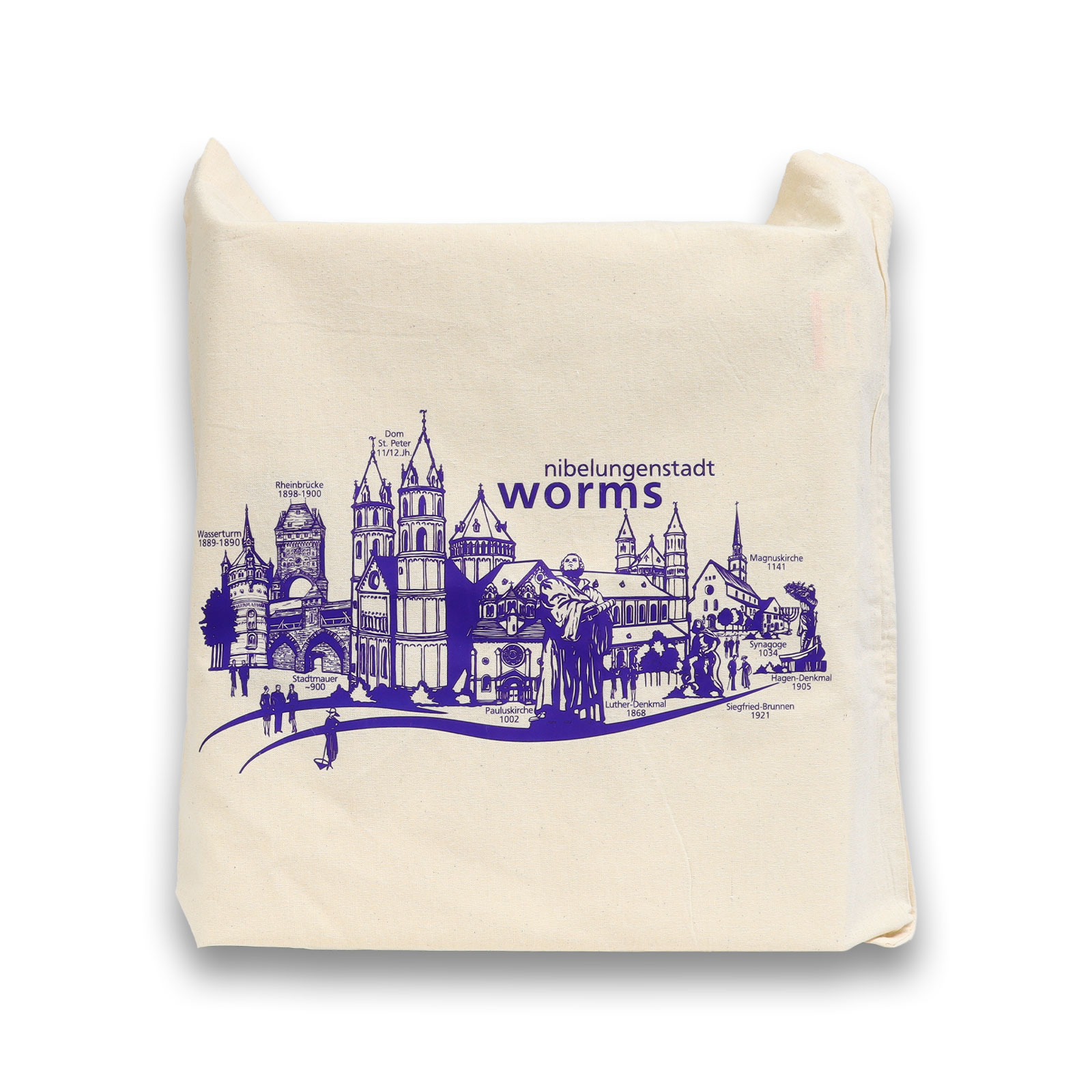 Stofftasche mit Worms Aufdruck von der Touristik Information.