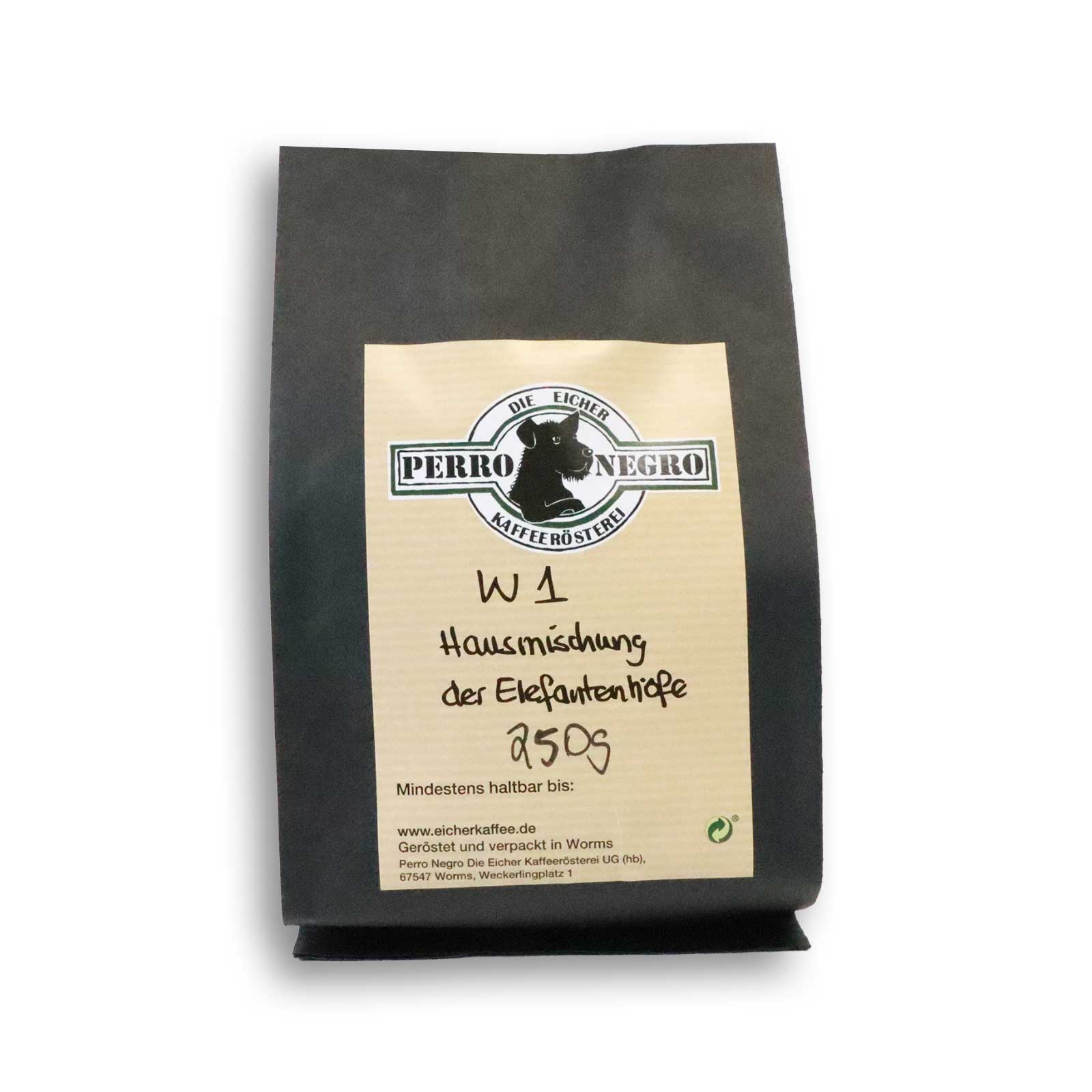 250g W1-Hausmischung Kaffeebohnen der Eicher Kaffeerösterei Perro Negro.