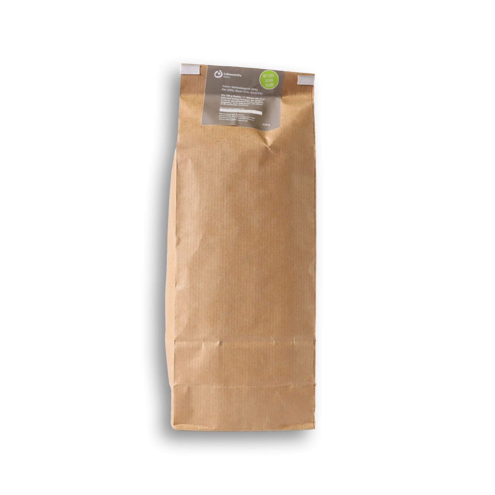 Die Rückseite der Engelslocken spinat mit sicht auf den Hersteller