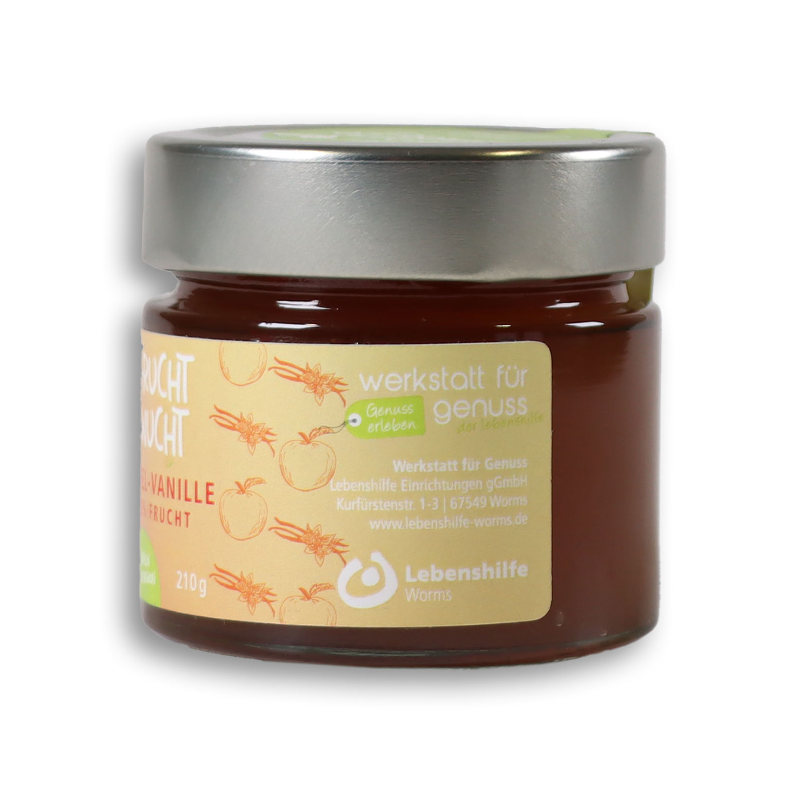 Ansicht auf den Hersteller des Apfel-Vanille Fruchtaufstrich der Werkstatt für Genuss