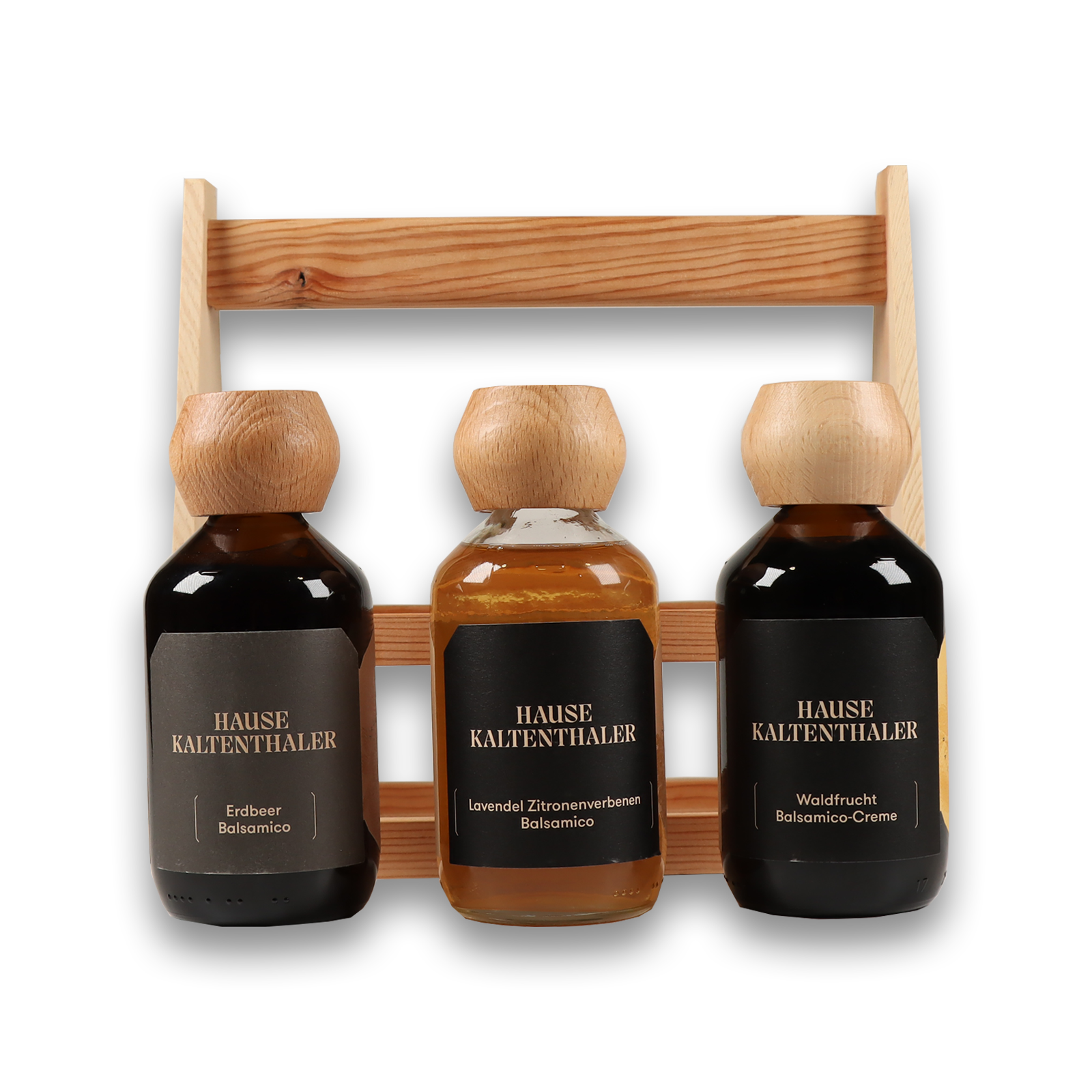 Balsamicos vor dem Holzträger