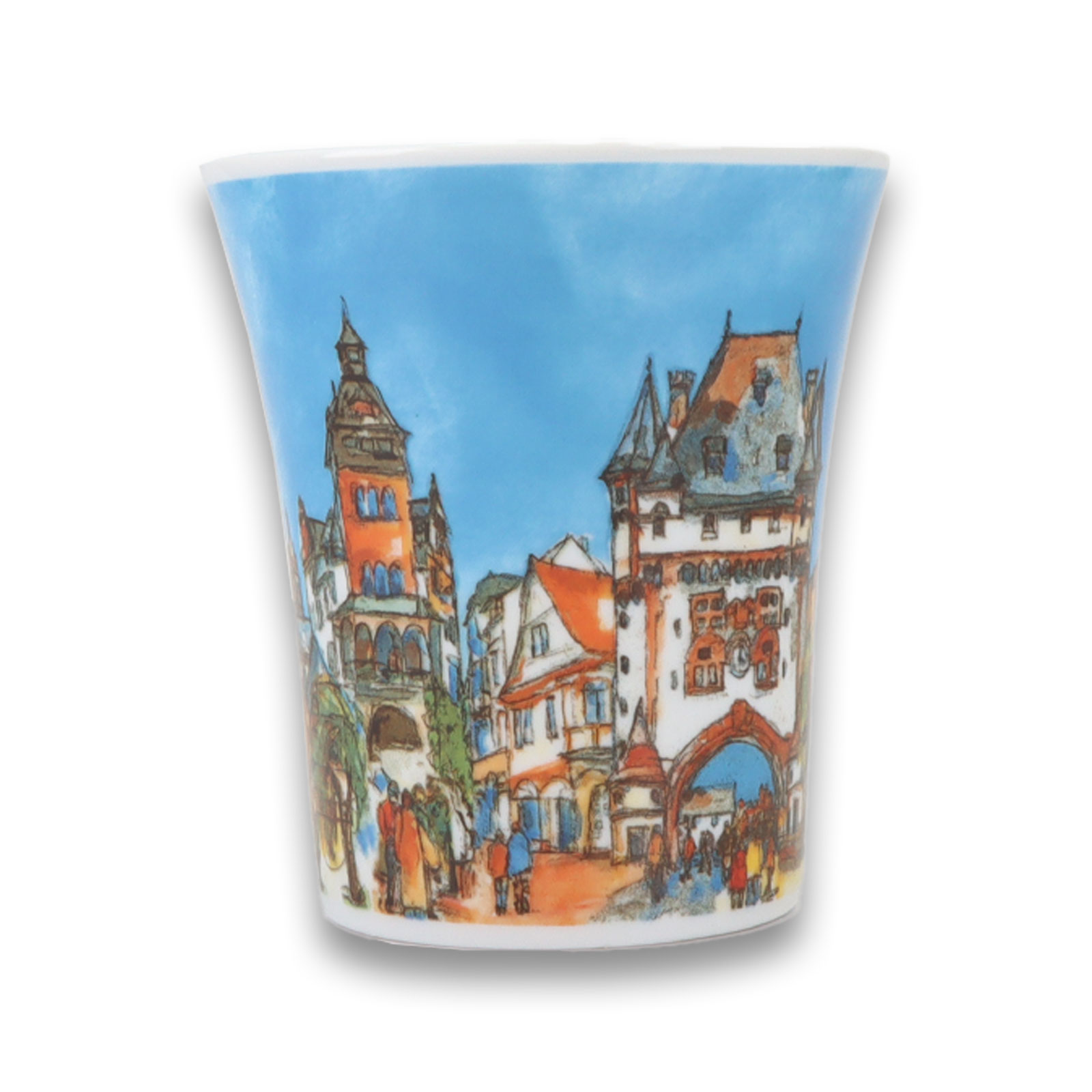 Porzellan Tasse mit den Wahrzeichen der Nibelungenstadt Worms am Rhein.