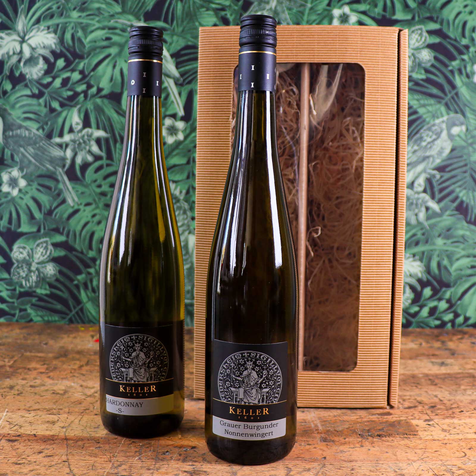 Ambientebild unserer Weißweinbox, mit den Qualitätsweinen des regionalen Weingut Kellers aus Worms Pfiffligheim