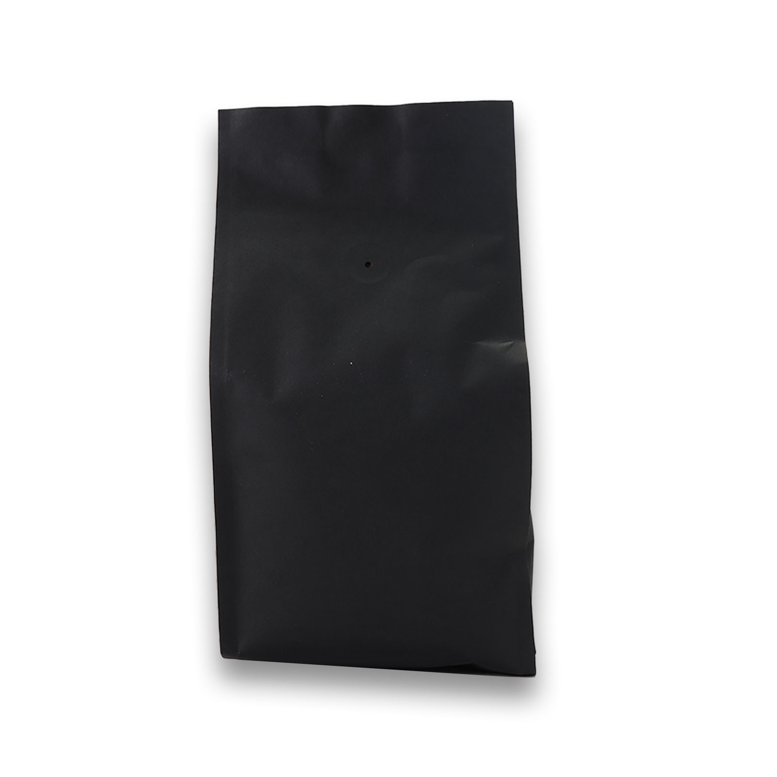 Rückseite der Kaffeebohnen in ihrer schwarzen Verpackung.