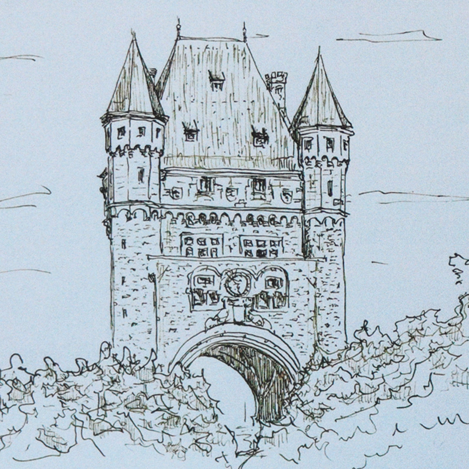 Ein detailiertes Bild des Nibelungenturms.