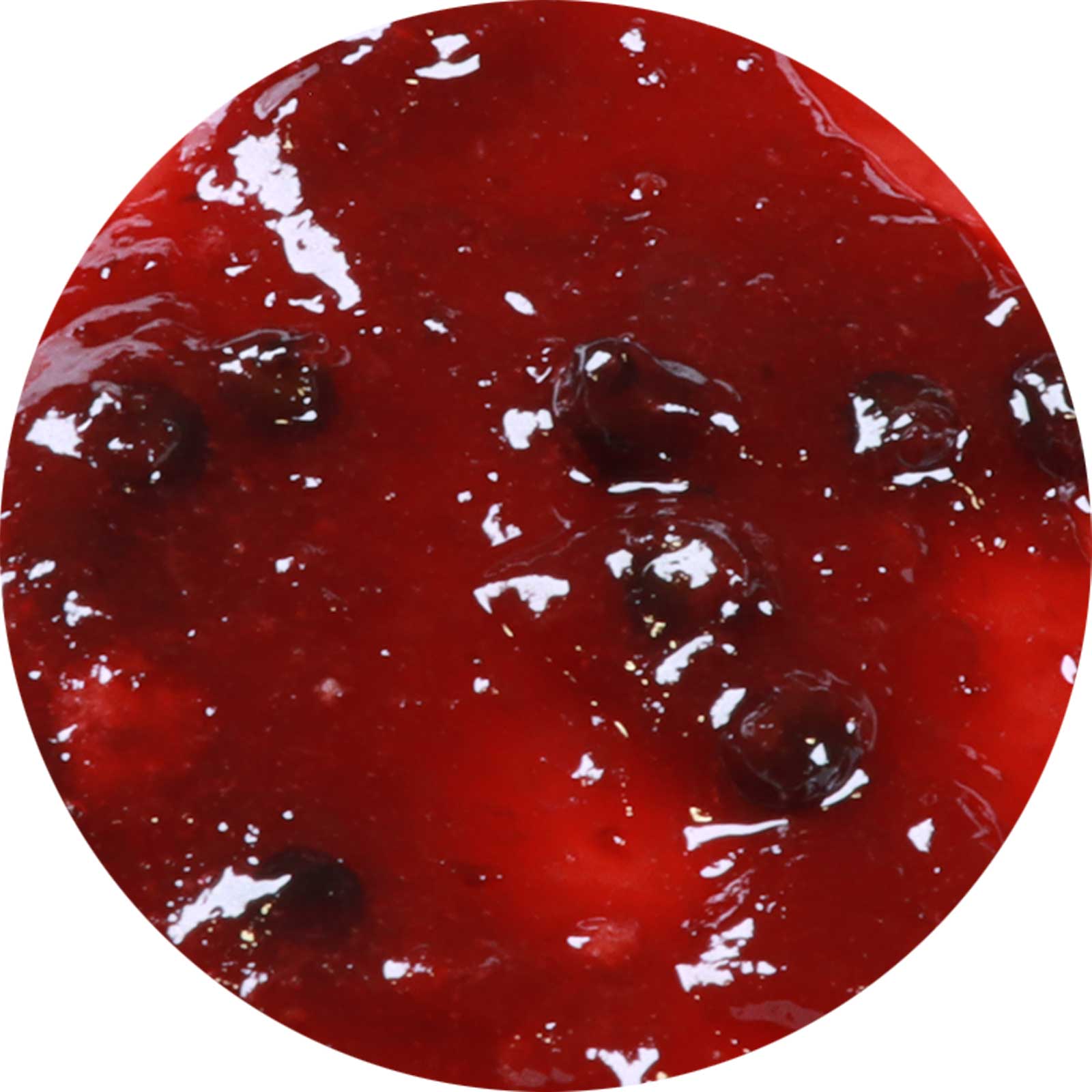 Kirsch-Pfeffer Detailbild mit ganzen Pfefferkörnern