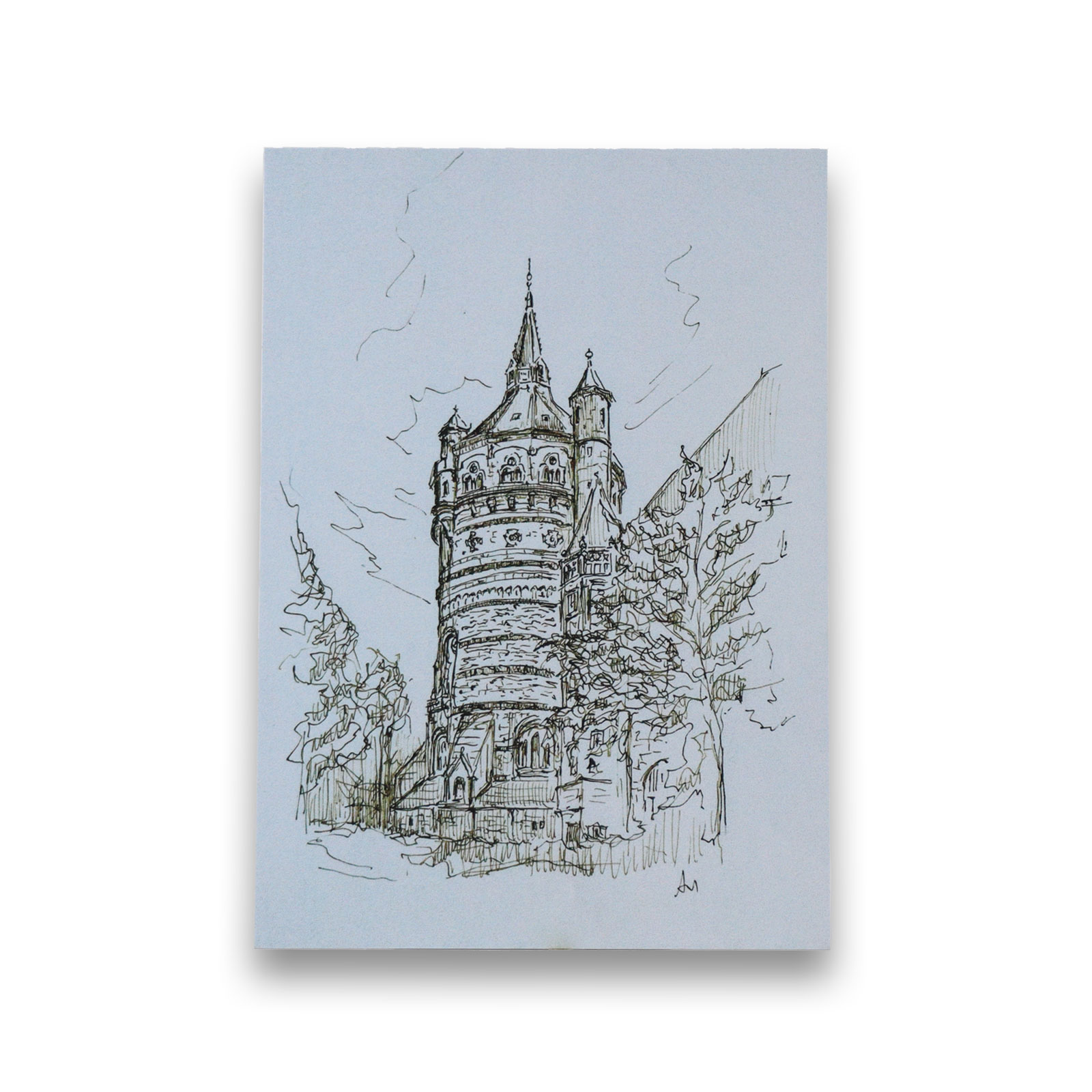 Die Postkarte mit dem Wasserturm.