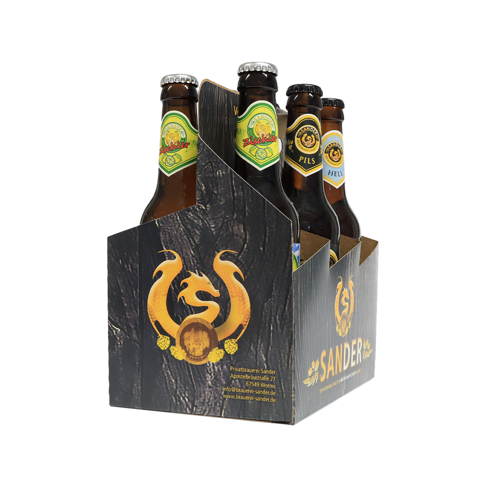 Probier Sixpack mit Bieren von der Sander Privatbrauerei.