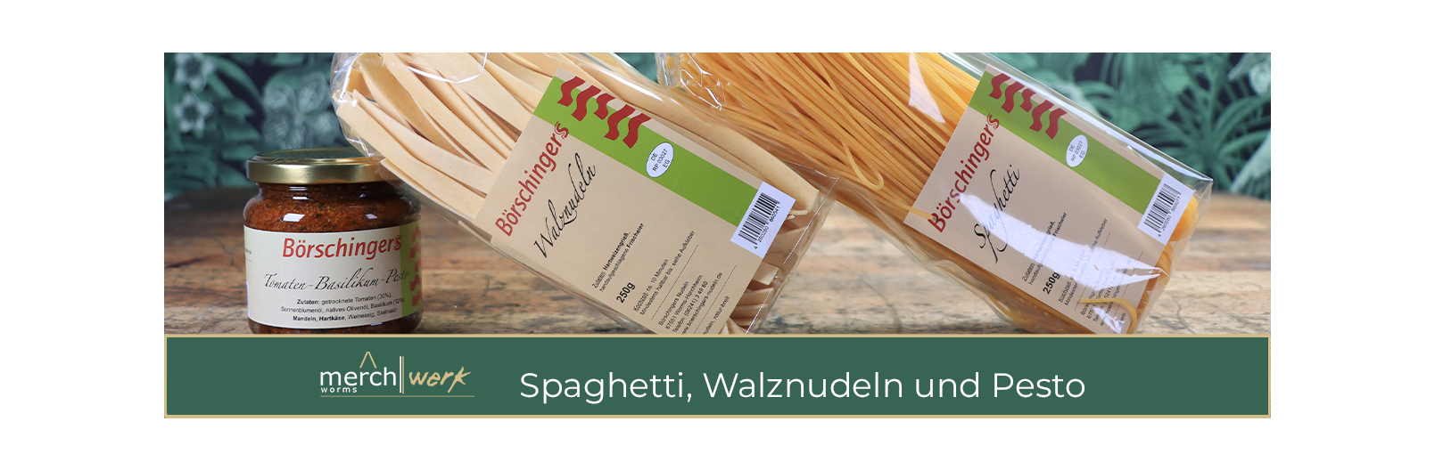 Börschingers Spaghetti, Walznudeln und Tomaten-Basilikum-Pesto