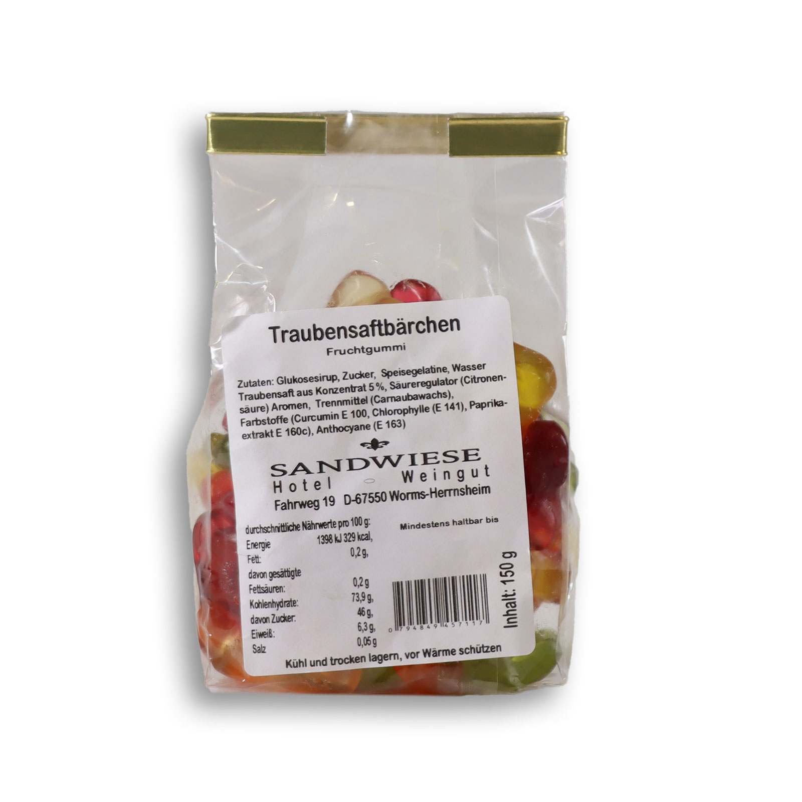 Die Fruchtigen Traubensaftbären mit Sicht auf die Nährwerte