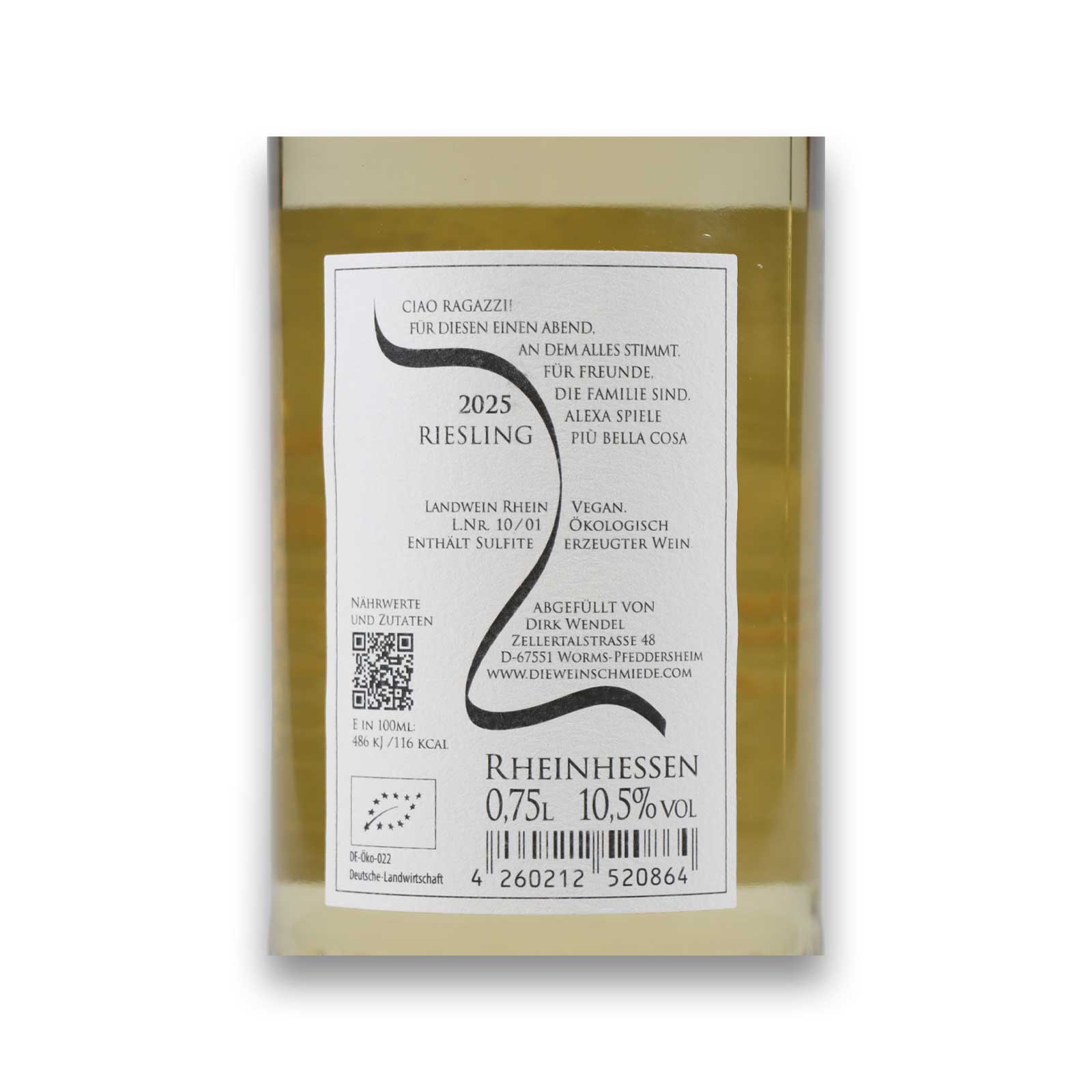 Ciao Ragazzi mit Etikett von hinten, mit Herstellerangaben und Nährwertangaben vor weißem Hintergrund