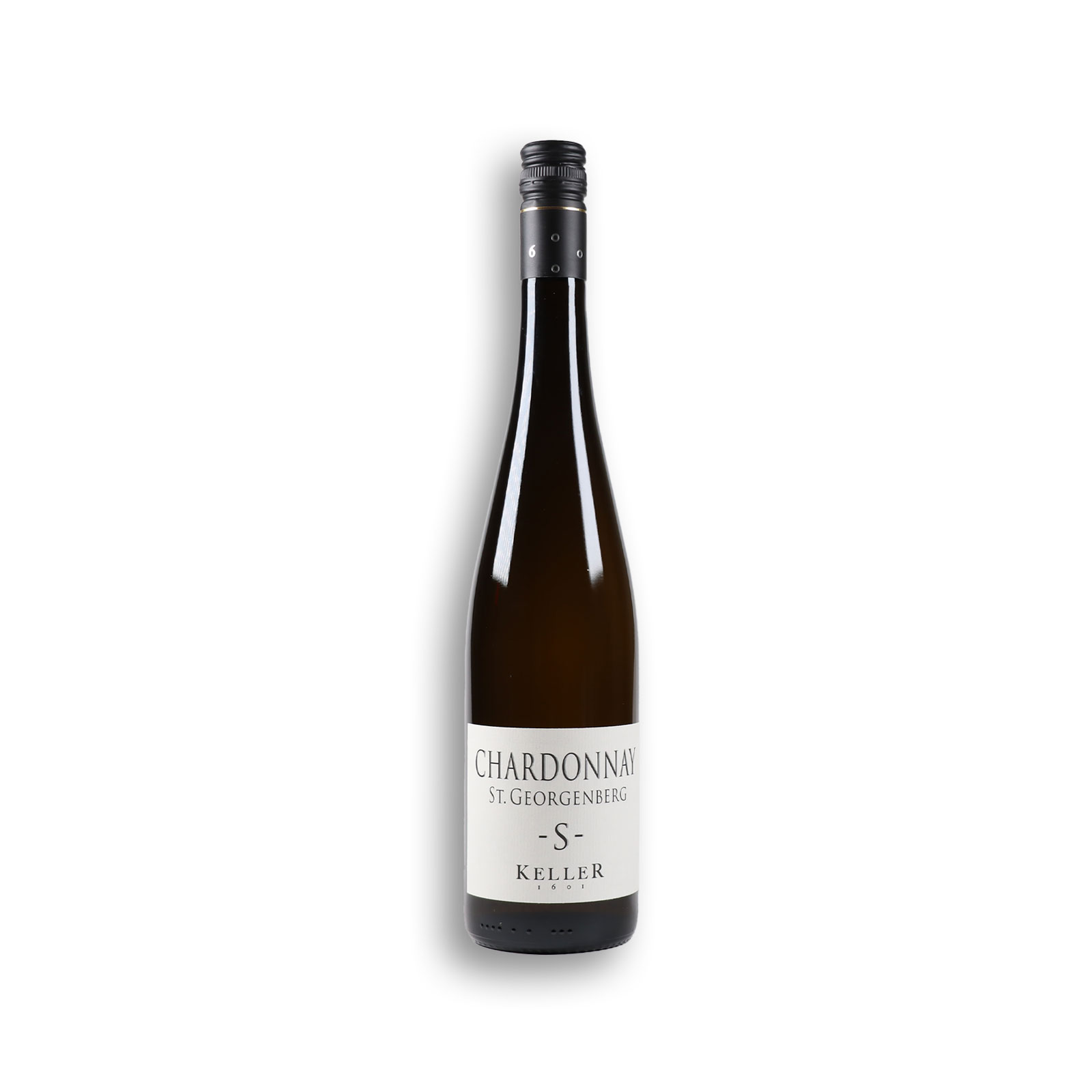 Wormser Nonnenwingert Chardonnay -S- trocken vom Weingut Keller vor weißem Hintergrund