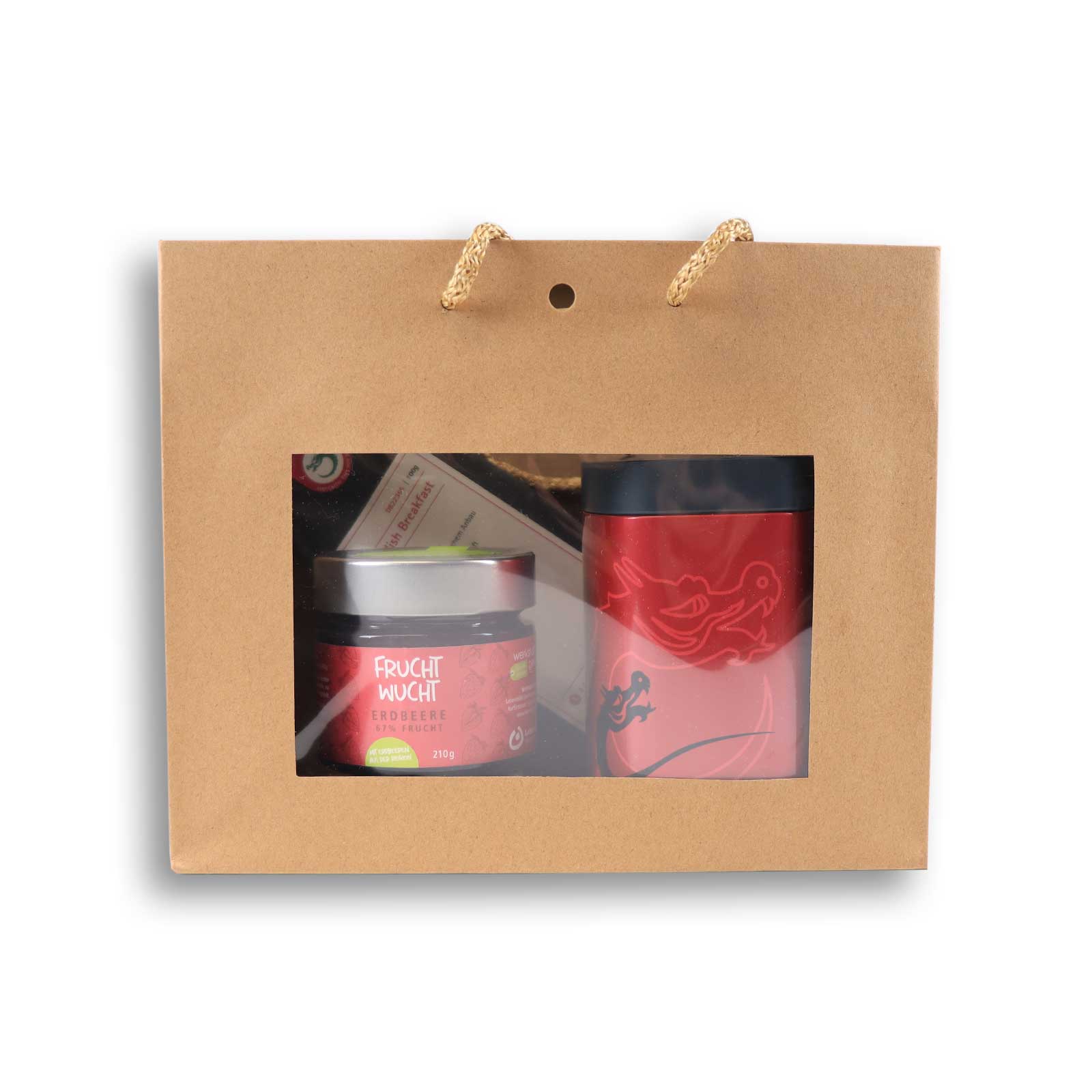 Geschenkteeset mit den Produkten in der Tasche
