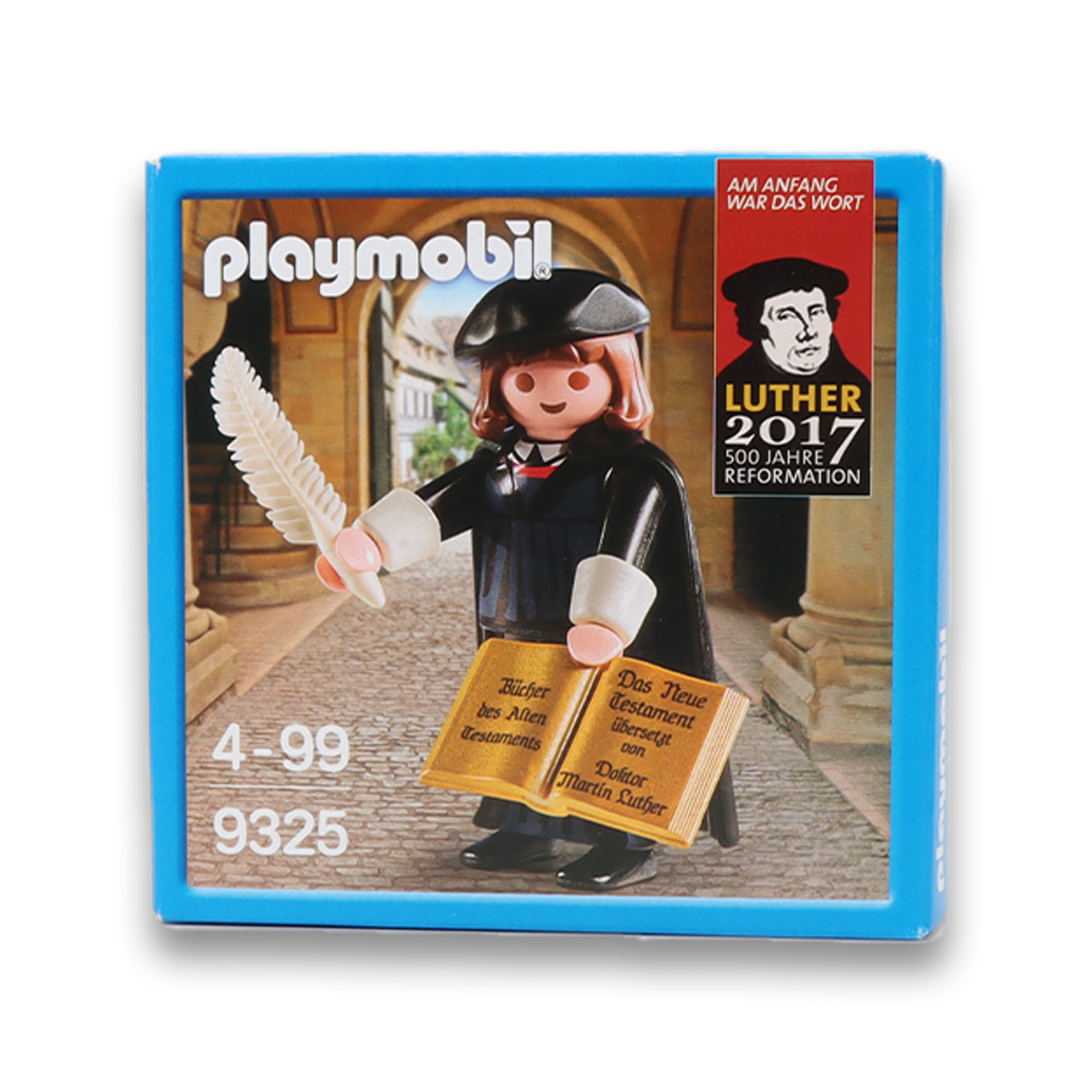 Verpackungsansicht des-kleinen Luthers von Playmobil mit Produktbild mit Erinnerung an die Reformation.
